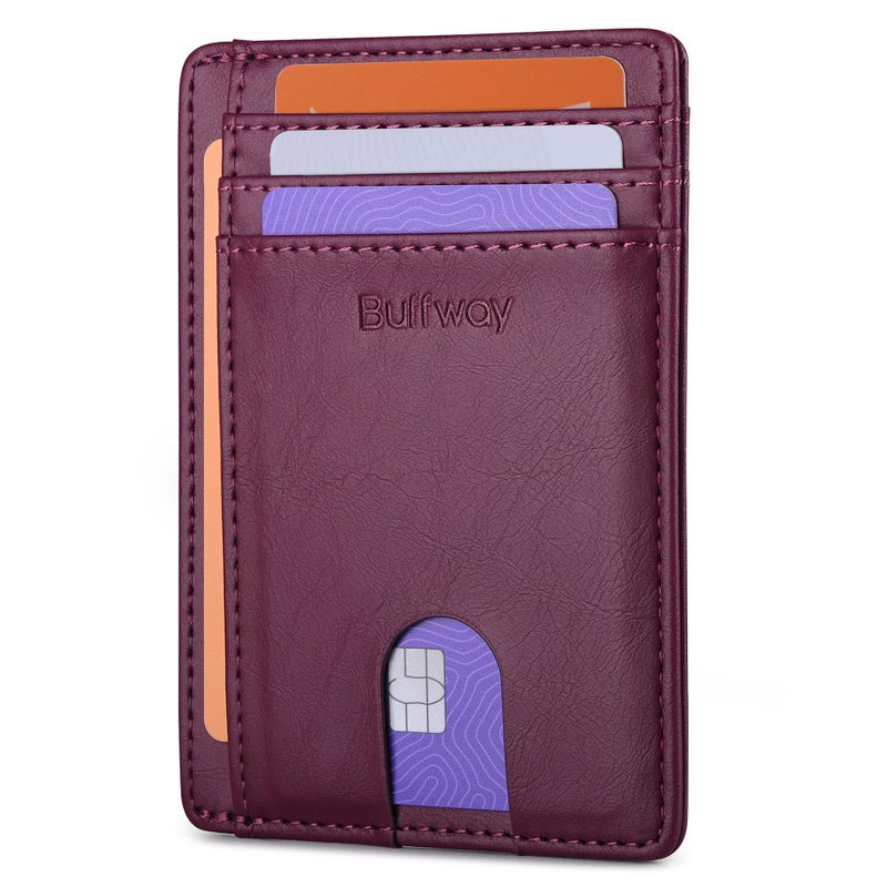 Buffway محفظة جلدية رفيعة وعصرية لحجب RFID للرجال والنساء - ألاسكا بنفسجي - Image 1